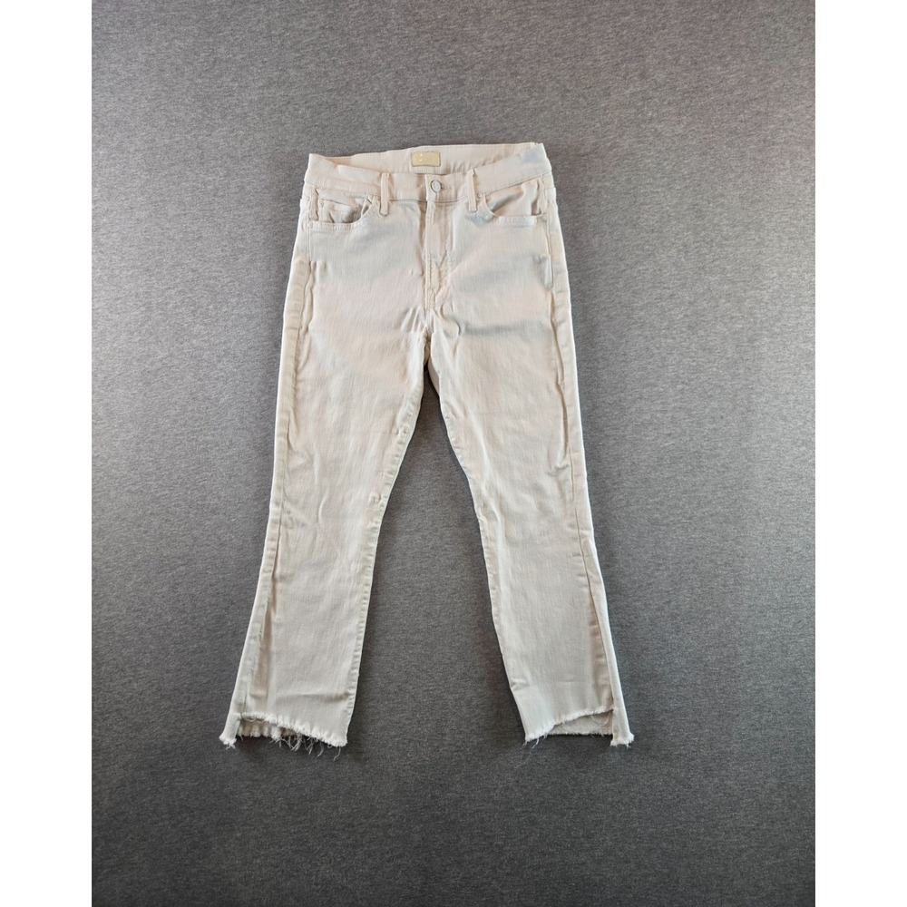 Mother Jeans Womens 28 White The Insider Crop Step Fray Fairest of Them All USA
